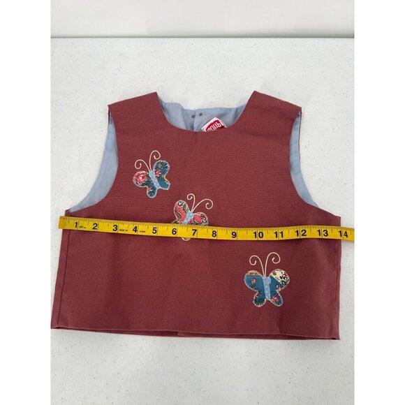 Vtg Chocolate Soup Girls 8 Butterfly Applique Vest Top Cropped Maroon 90s - Picture 2 of 8